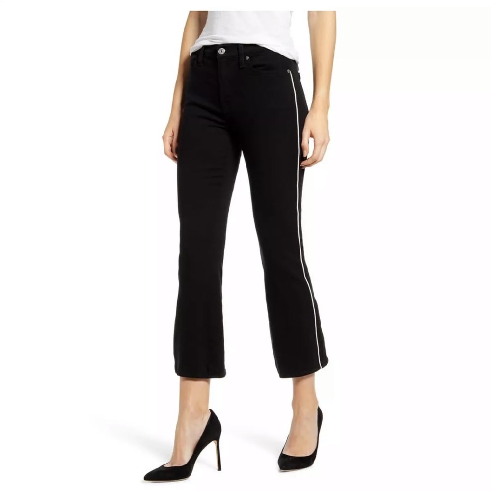 7 For All Mankind Piped High Waist Bootcut Crop